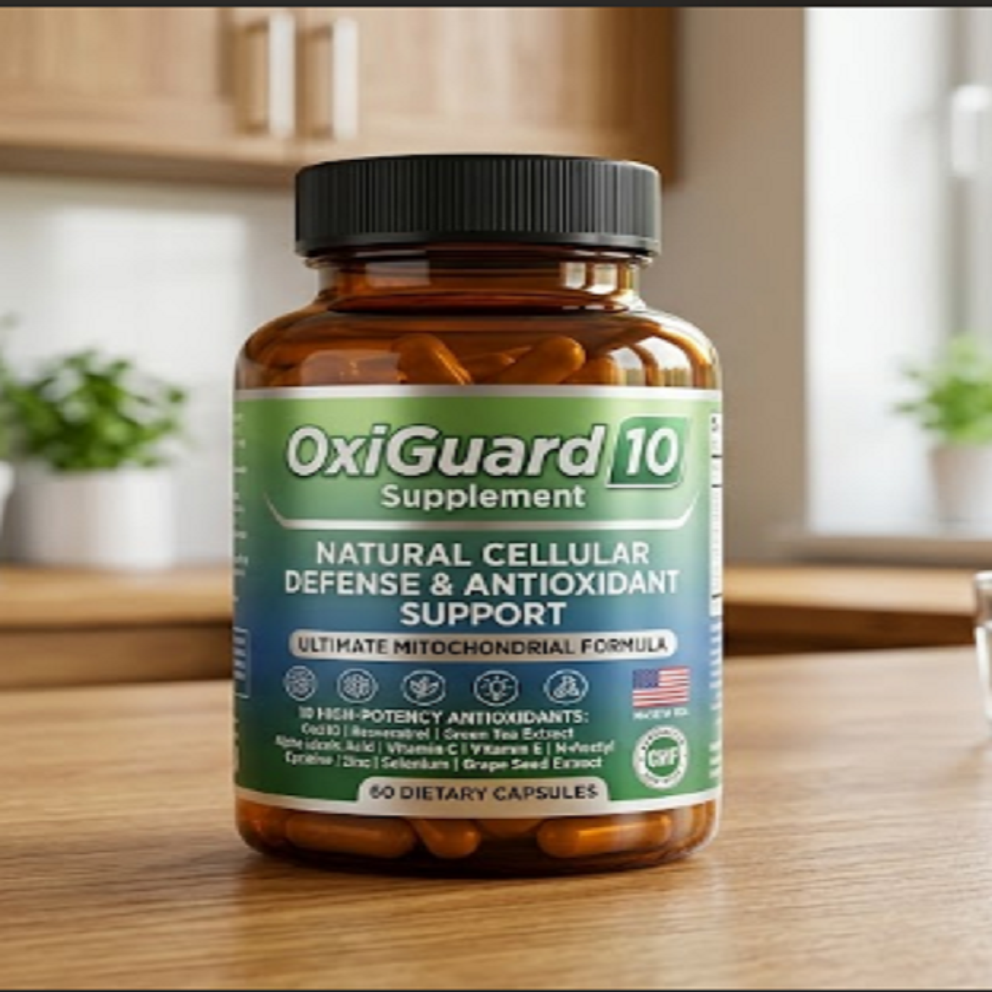 OxiGuard 10 Supplement bottle with 60 dietary capsules